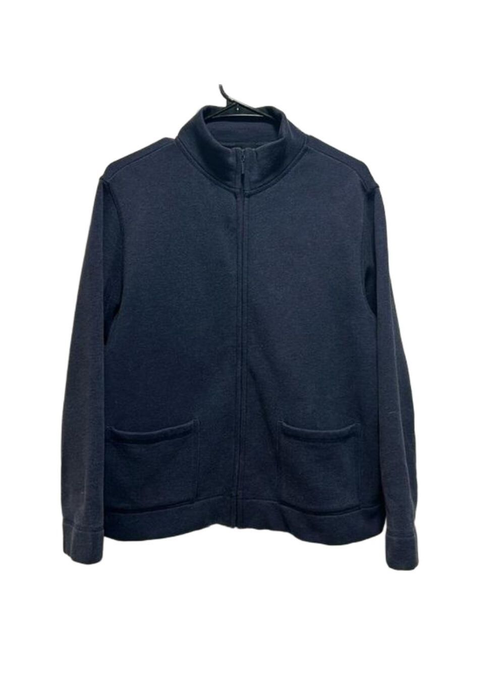 Eileen Fisher Navy Blue Full Zip Collar Jacket with Two Front Pockets Medium